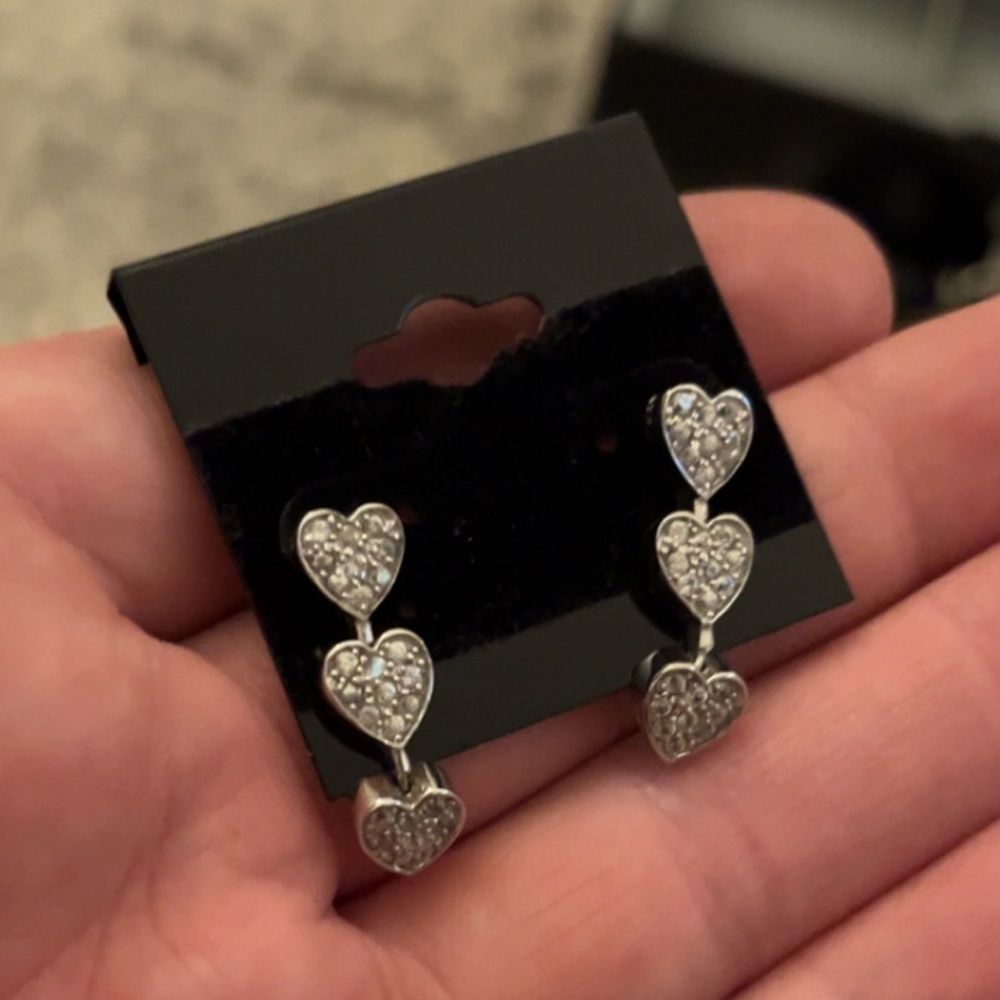 Sterling Silver Cascading Heart Earrings